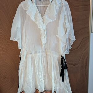 Zara White Mini Dress with Black Accents